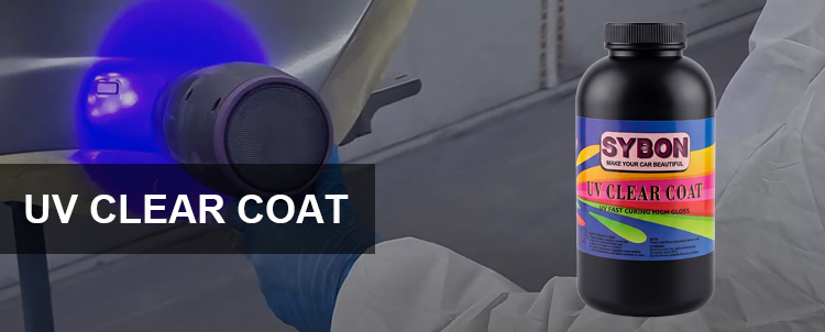 V-Light-Curing-High-Gloss-Clear-Coat-Application Automotive-Paint-Spot-Repair-With-UV-Curing-Lamp Worker-Applying-UV-Clear-Coat-With-Curing-Light