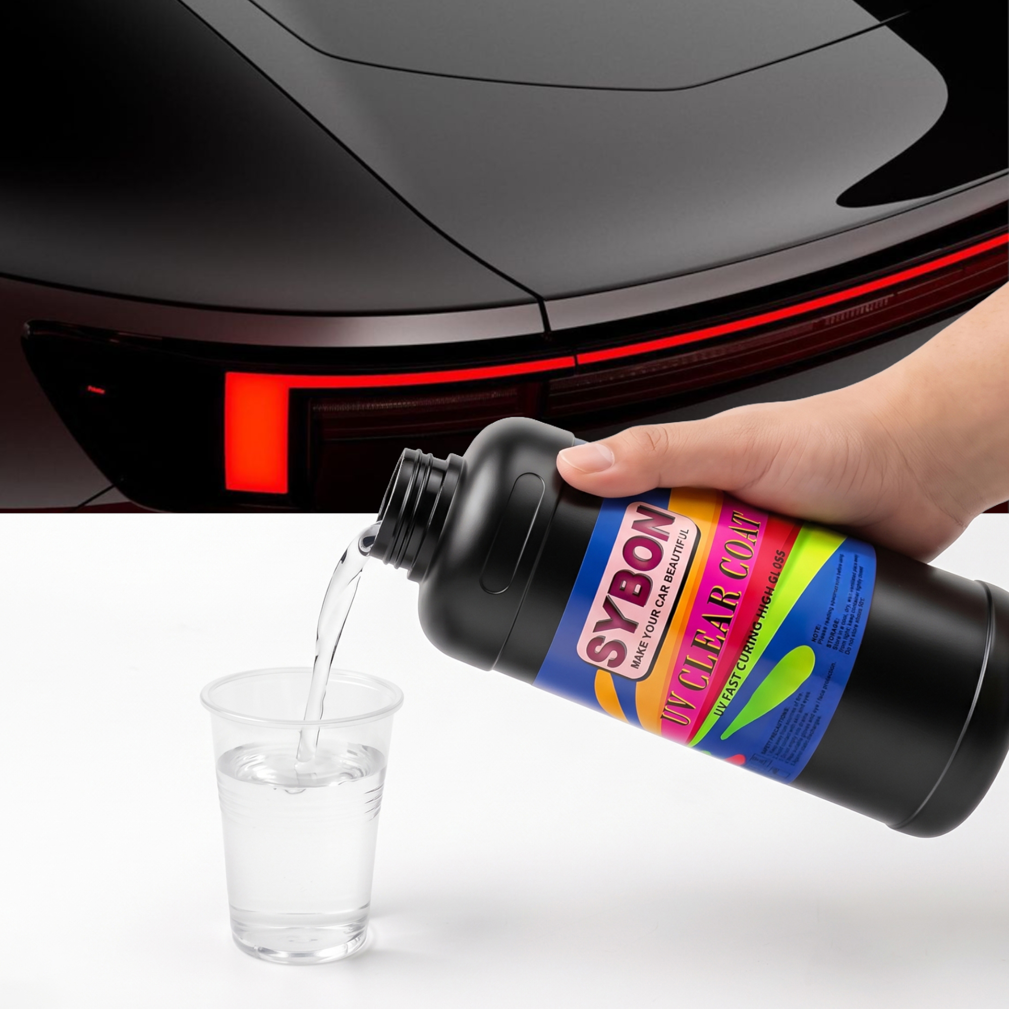 Premium-Auto-Refinish-Dark-Car-High-Gloss-Result SYBON-UV-Clear-Coat-Showroom-Quality-Finish Ultimate-Deep-Gloss-Clear-Coat-For-Black-Cars